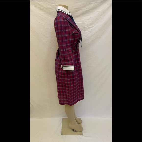 VTG ACT I Size 3-4 Plaid 3/4 Sleeve Collared Dress - Picture 4 of 13